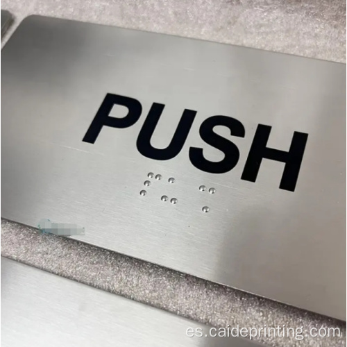 Braille Placa de señal de puerta de empuje de acero inoxidable